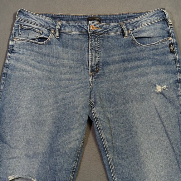 Silver Jeans Women's 20 Blue Boyfriend Distressed Denim - Picture 4 of 14